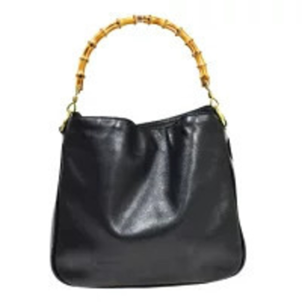 Gucci Bamboo Handbag Black Leather